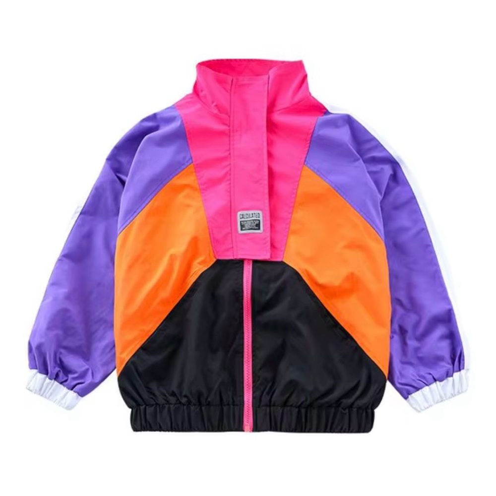 Calculated Retro Hip-Hop Kids Purple Colorblock Dance Costume Tracksuit 6Y Y2K - Picture 12 of 16
